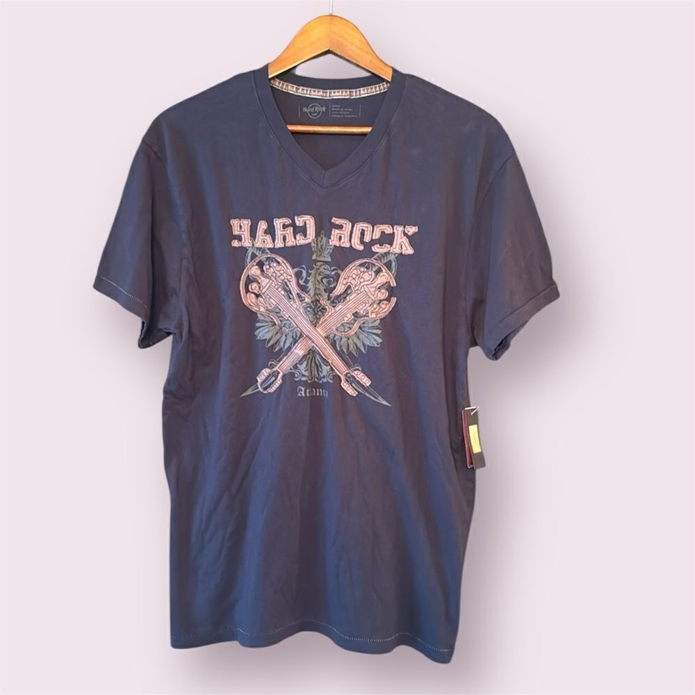 HARD ROCK CAFE Atlanta 90s Inspired Guitar V-Neck Tee *NEW*